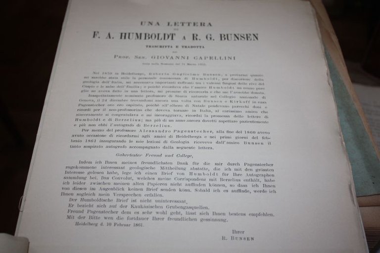 UNA LETTERA DI F.A. HUNBOLDT A R.G. BUNSEN TRASCRITTA E …