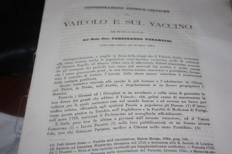 VAIUOLO E SUL VACCINO FERDINANDO VERARDINI 1890 ACCADEMIA LINCEI PIU …