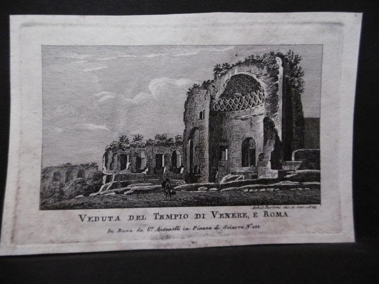 VEDUTA DEL TEMPIO DI VENERE A ROMA 1824 PARBONI