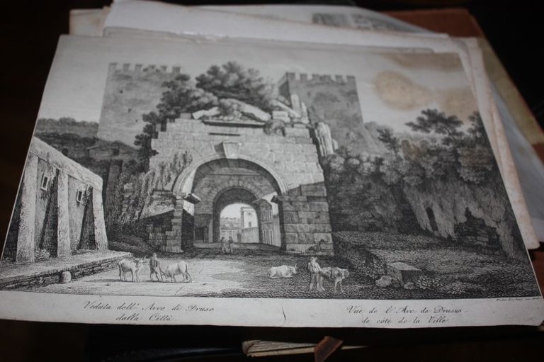 VEDUTA DELL'ARCO DI DRUSO DALLA CITTA' 1826 PIETRO PARBONI