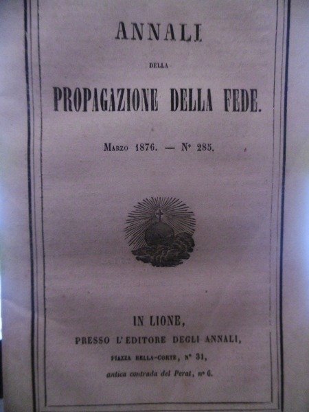 VICARIATO APOSTOICO DELLA SENEGAMBIA PRIMI MISSIONARI ANNALI DELLA PROPAGAZIONE DELLA …