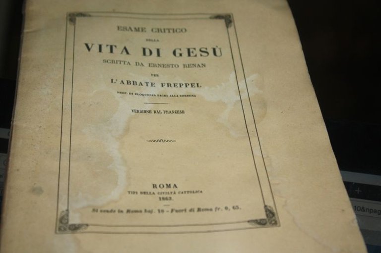 VITA DI GESU' ERNESTO RENAN PER L'ABBATE FREPPEL TIPI DELLA …