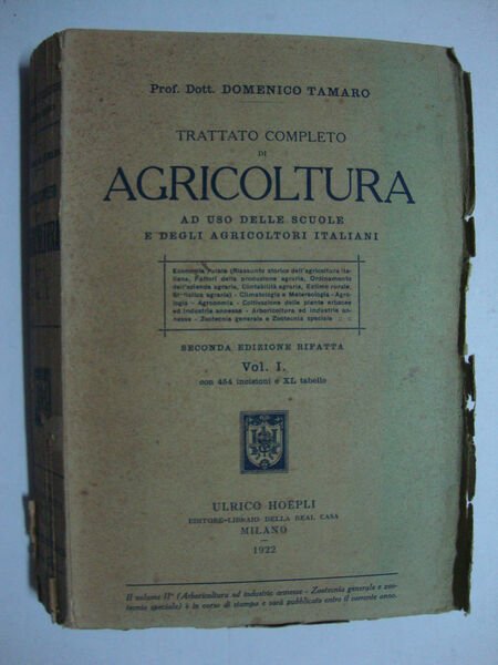Trattato completo di agricoltura - (Solo vol.I - Ad uso …