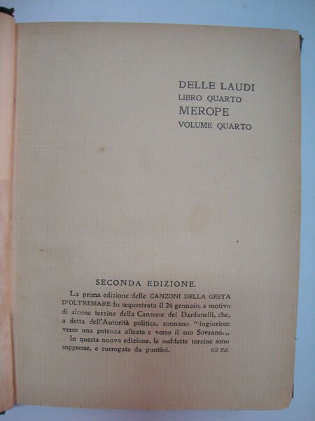 Laudi del cielo del mare della terra e degli eroi (Libro IV Merope)