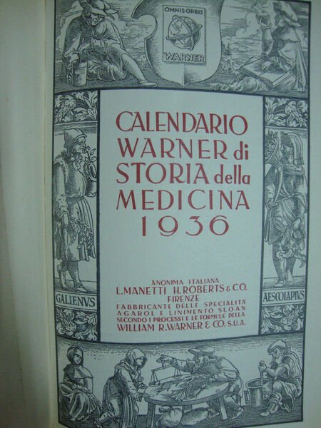 Calendario storico della medicina di Warner