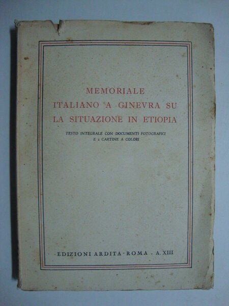 Memoriale italiano a Ginevra su la situazione in Etiopia
