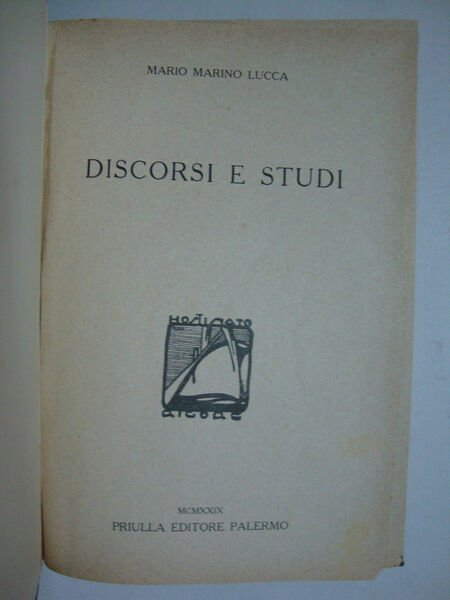 Discorsi e studi