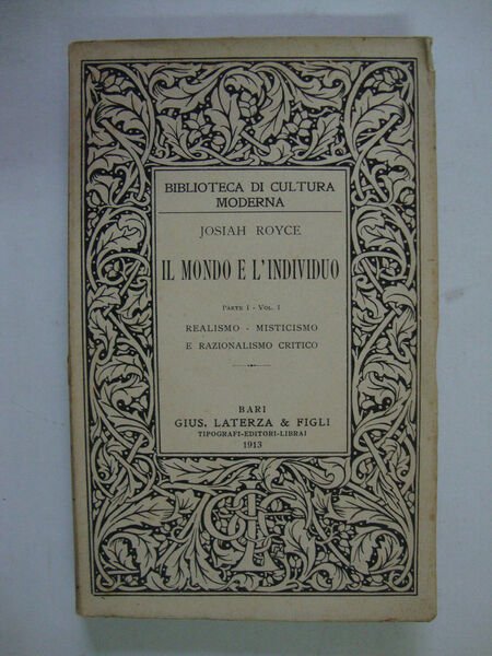 Il mondo e l'individuo (parte I: Le quattro concezioni storiche … | Immagine principale