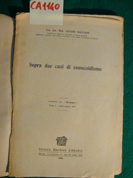 Sopra due casi di eunucoidismo