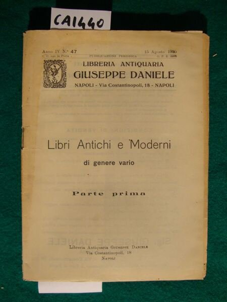 Libreria Antiquaria Giuseppe Daniele - Cataloghi (1930)