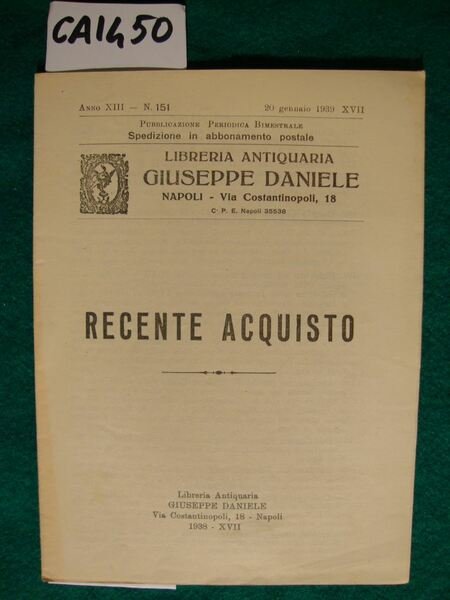 Libreria Antiquaria Giuseppe Daniele - Cataloghi (1939)