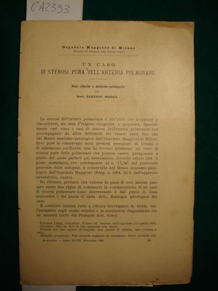 Un caso di stenosi pura dell'arteria polmonare - Note cliniche …