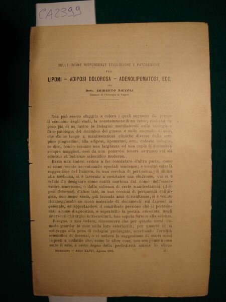 Sulle intime rispondenze etiologiche e patogeniche fra Lipomi - Adiposi …