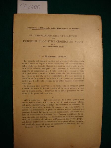 Sul comportamento delle fibre elastiche nei processi flogistici cronici ed …