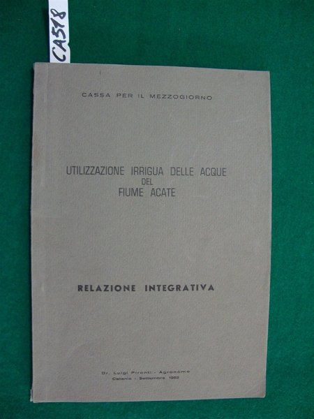 Utilizzazione irrigua delle acque del fiume Acate