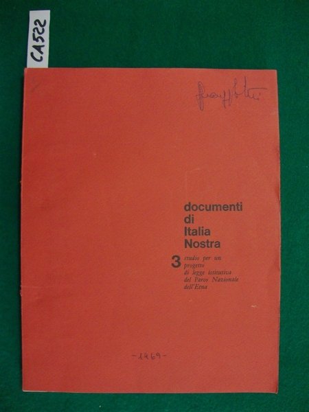 Studio per un progetto di legge istitutiva del Parco Nazionale …