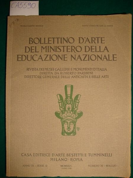 Bollettino d'arte del Ministero della Pubblica Istruzione - Anno IX …