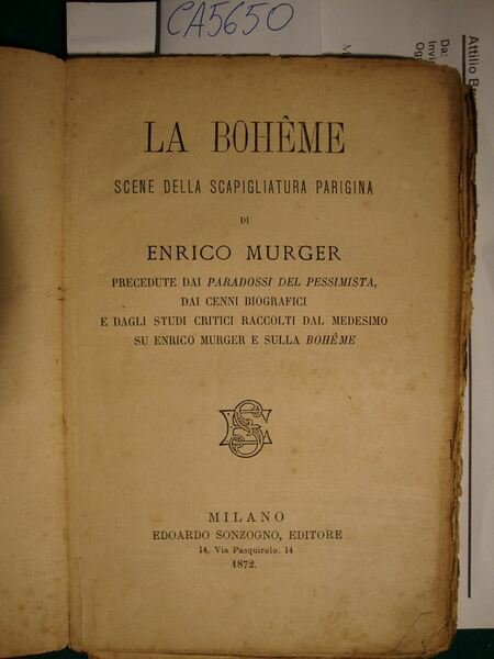 La Boheme - Scene della scapigliatura parigina
