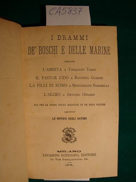 I drammi de' boschi e delle marine - ossiano - …