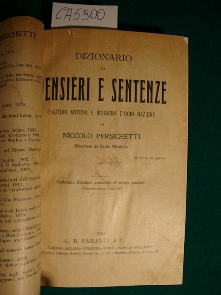 Dizionario di pensieri e sentenze d'autori antichi e moderni d'ogni …