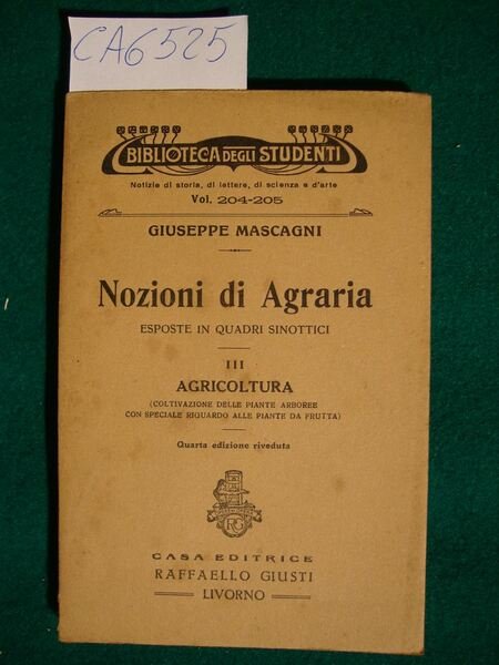 Nozioni di Agraria esposte in quadri sinottici - III Agricoltura …