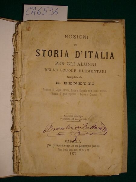 Nozioni di storia d'Italia per gli alunni delle scuole elementari …