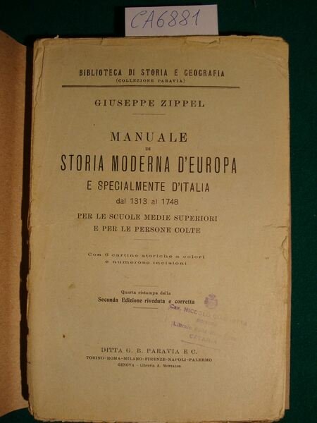 Manuale di storia moderna d'Europa e specialmente d'Italia dal 1313 … | Immagine principale