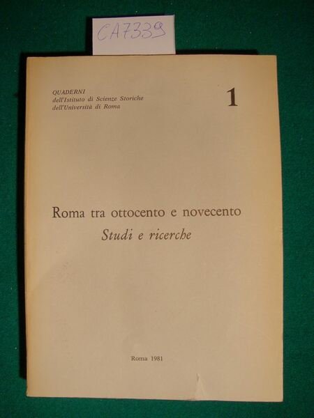 Roma tra ottocento e novecento - Studi e ricerche