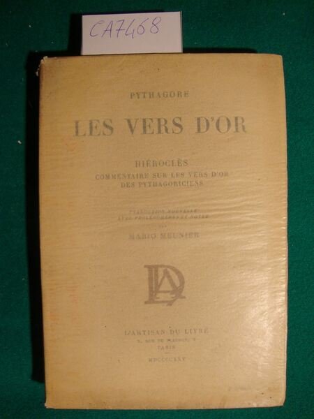 Les vers d'or - Hiéroclès commentaire sur les vers d'or …