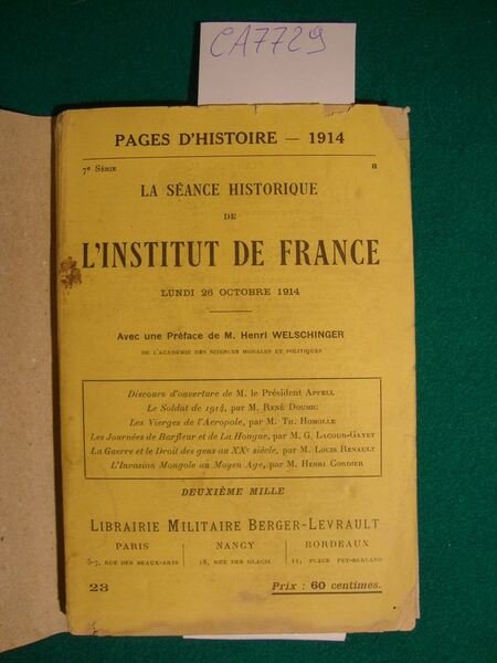 La séance historique de l'institut de France (Lundi 26 Octobre …