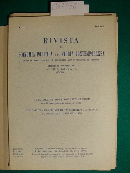 Rivista di economia politica e di storia contemporanea - n. …