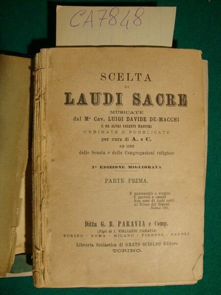 Scelta di laudi sacre musicate dal M° Cav. Luigi Davide …