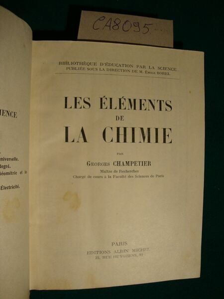 Les éléments de la chimie