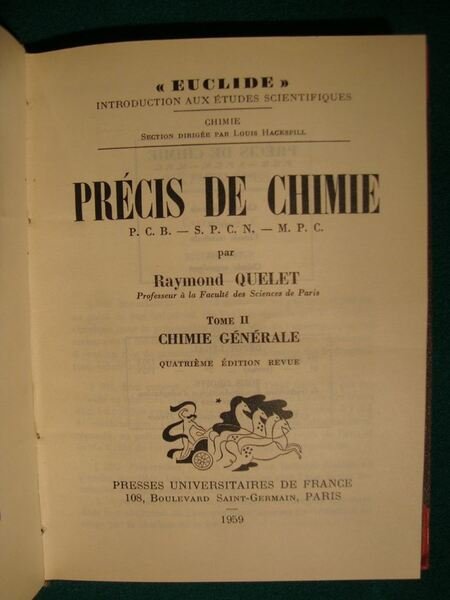 Précis de chimie (P.C.B. - S.P.C.N. - M.P.C.) - (Tome …