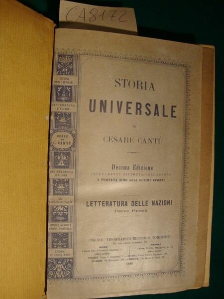 Storia Universale (Parte prima: letteratura delle Nazioni - Parte seconda: … | Immagine Gallery 2