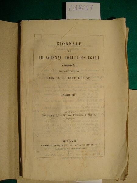 Giornale per le scienze politico-legali compilato dai giureconsulti Luigi Po …