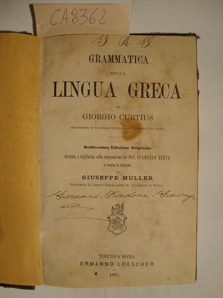 Grammatica della lingua greca (Edizione riveduta e migliorata colla cooperazione …