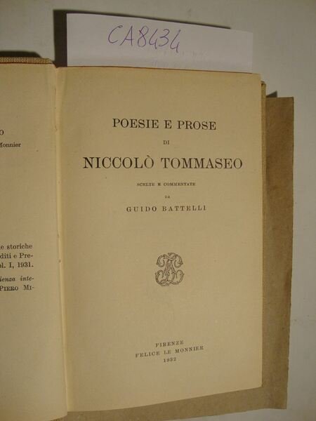 Poesie e prose di Niccolò Tommaseo scelte e commentate da …