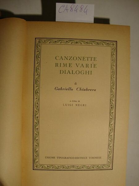 Canzonette, rime varie, dialoghi