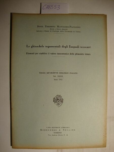 Le ghiandole tegumentali degli Isopodi terrestri - Elementi per stabilire … | Immagine principale