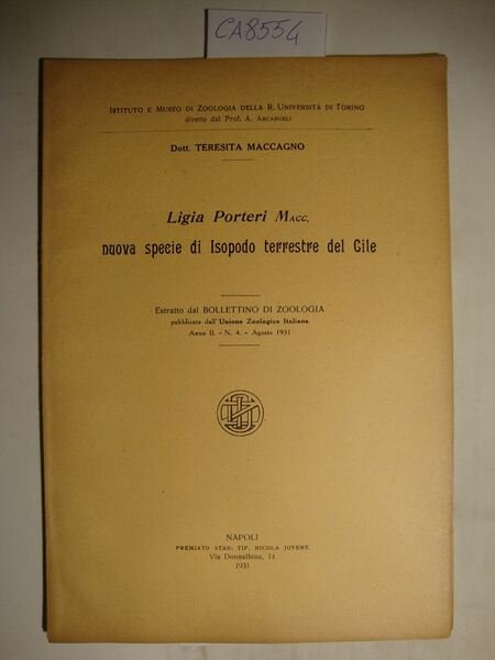 Ligia Porteri Macc. - Nuova specie di Isopodo terrestre del …