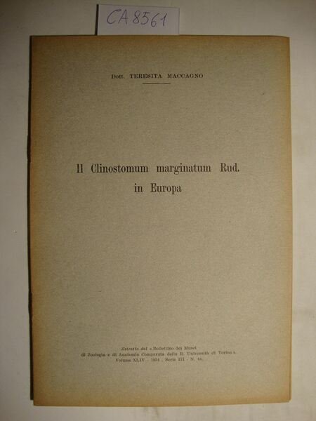 Il Clinostomum marginatum Rud. in Europa | Immagine principale