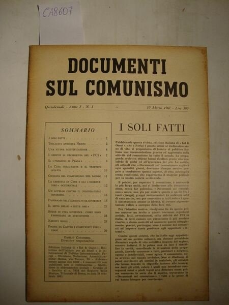 Documenti sul Comunismo - Quindicinale - Anno I (1961) - …