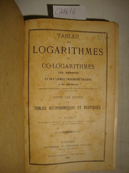 Tables des logarithmes et co-logarithmes des nombres et des lignes …