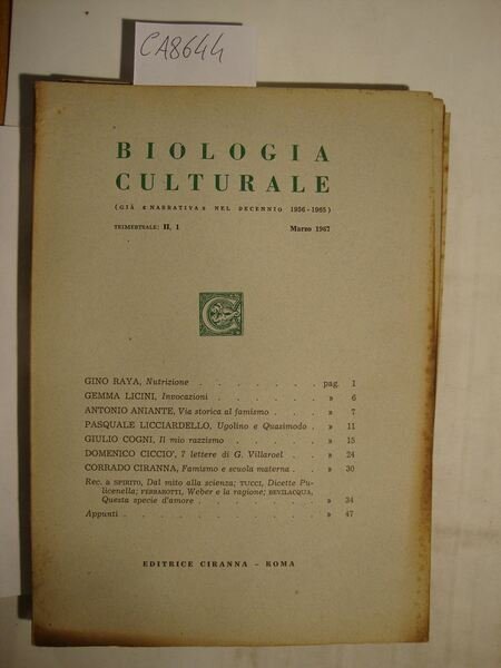 Biologia culturale (già Narrativa del Decennio) (n. 1, 2, 3 …