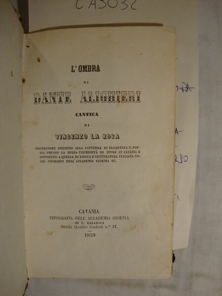 L'ombra di Dante Alighieri - Cantica di Vincenzo La Rosa