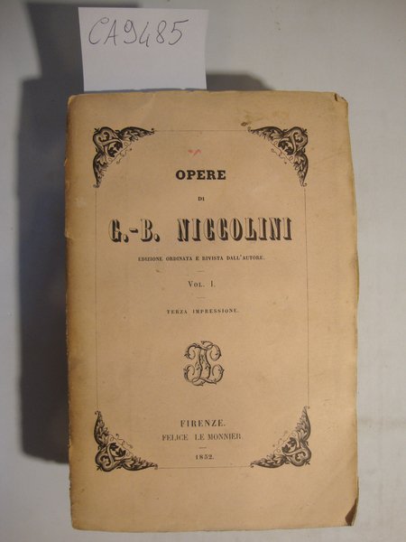 Opere di G. B. Niccolini - Vol. I e II | Immagine principale
