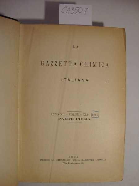 La Gazzetta Chimica Italiana - Anno XLI - Volume XLI …