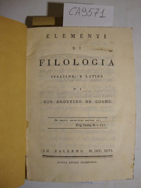 Elementi di filologia italiana e latina di Gio. Agostino De … | Immagine Gallery 2