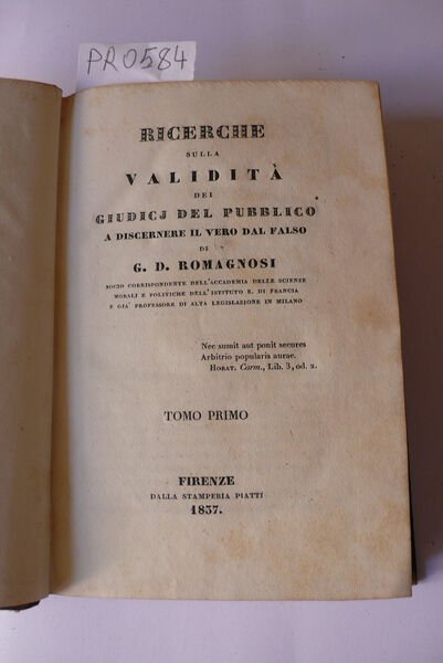 Ricerche sulla validità dei Giudicj del pubblico a discernere il …